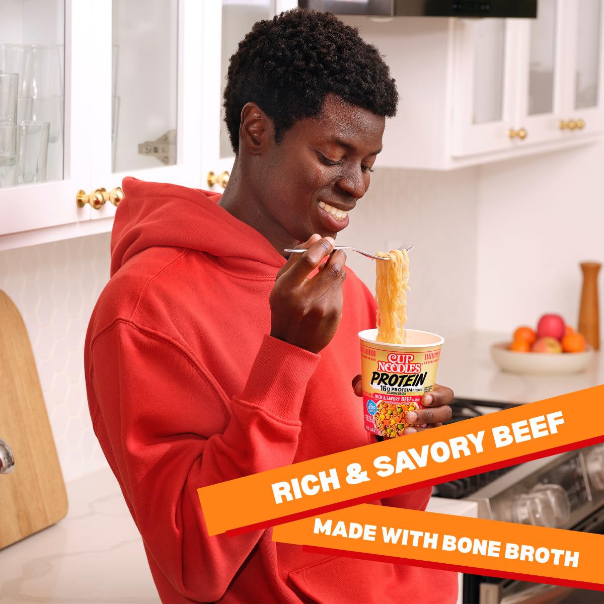 Nissin Cup Noodles Protein Ramen, Beef Flavor with Bone Broth, 16g Protein, 2.54 Ounce Cup (Pack of 6) - Image 4
