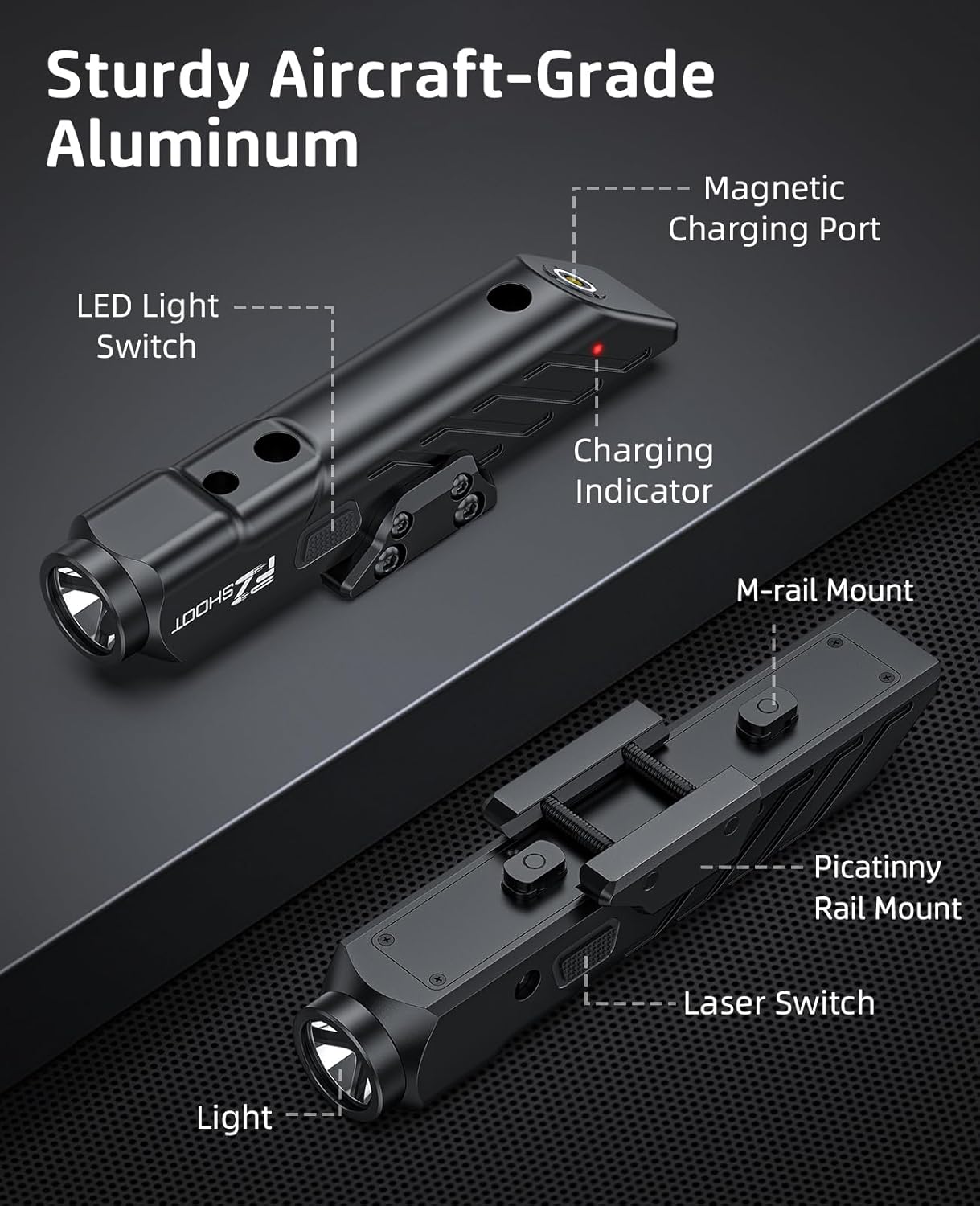 Zshoot 1700 Lumens Tactical Laser Light Combo for Rifle with Magnetic Rechargeable Compatible with Picatinny and M-Rail, Rilfe Flashlight Green Laser Light Combo with Strobe Mode - Image 6