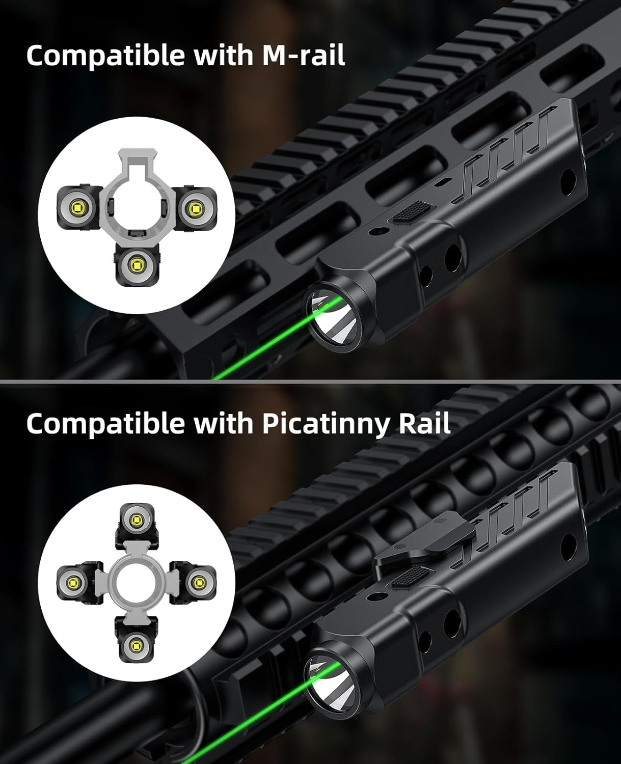 Zshoot 1700 Lumens Tactical Laser Light Combo for Rifle with Magnetic Rechargeable Compatible with Picatinny and M-Rail, Rilfe Flashlight Green Laser Light Combo with Strobe Mode - Image 5
