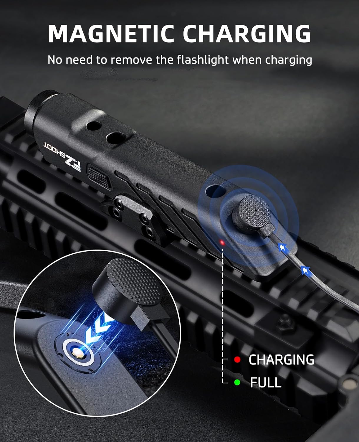 Zshoot 1700 Lumens Tactical Laser Light Combo for Rifle with Magnetic Rechargeable Compatible with Picatinny and M-Rail, Rilfe Flashlight Green Laser Light Combo with Strobe Mode - Image 2