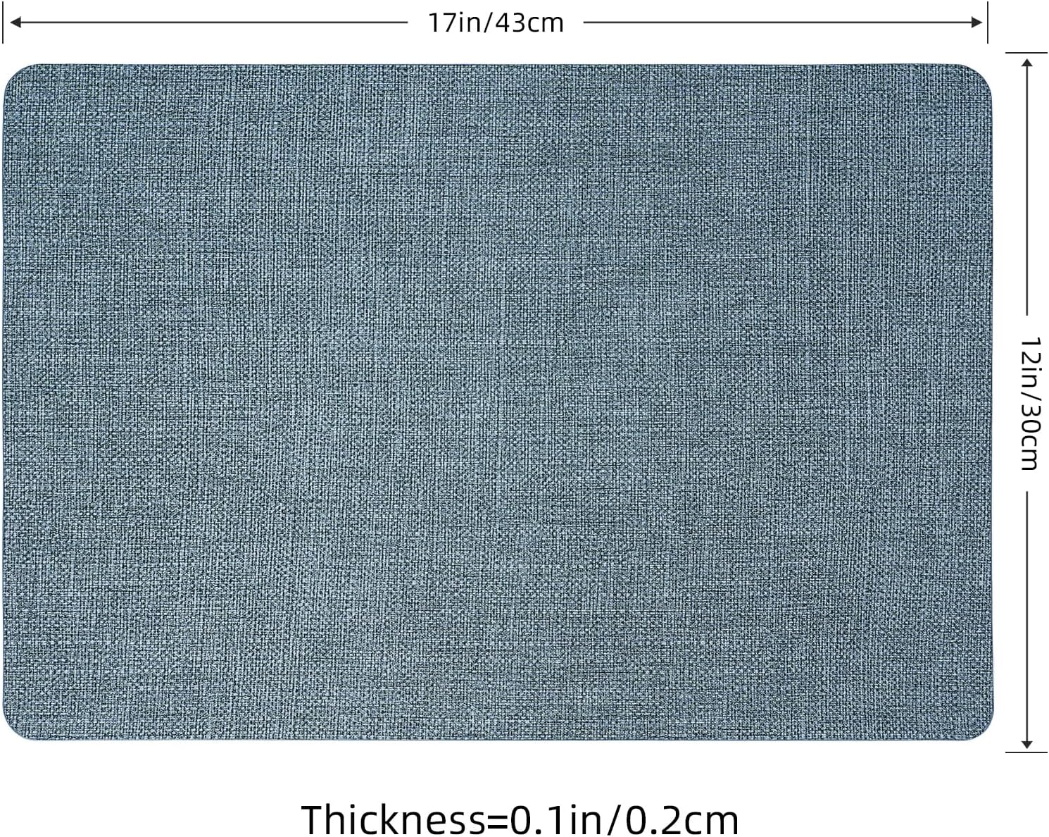 PROMATTOO Heat Resistant Placemats Set of 2, 17x12in Waterproof Wipeable Faux Leather Non Slip Table Mats, Easy to Clean, Stain Resistant, for Kitchen Dining Room– Charcoal Blue - Image 3