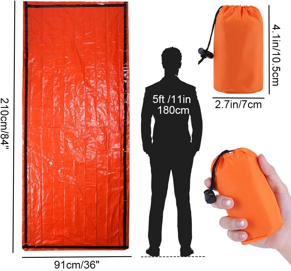 Emergency Sleeping Bag - Portable Emergency Blanket for Survival Gear, Thermal Bivy Sack with D-Type Buckle, Waterproof & Lightweight for Camping, Hiking, Outdoor (2/3/5 Pack) - Image 6