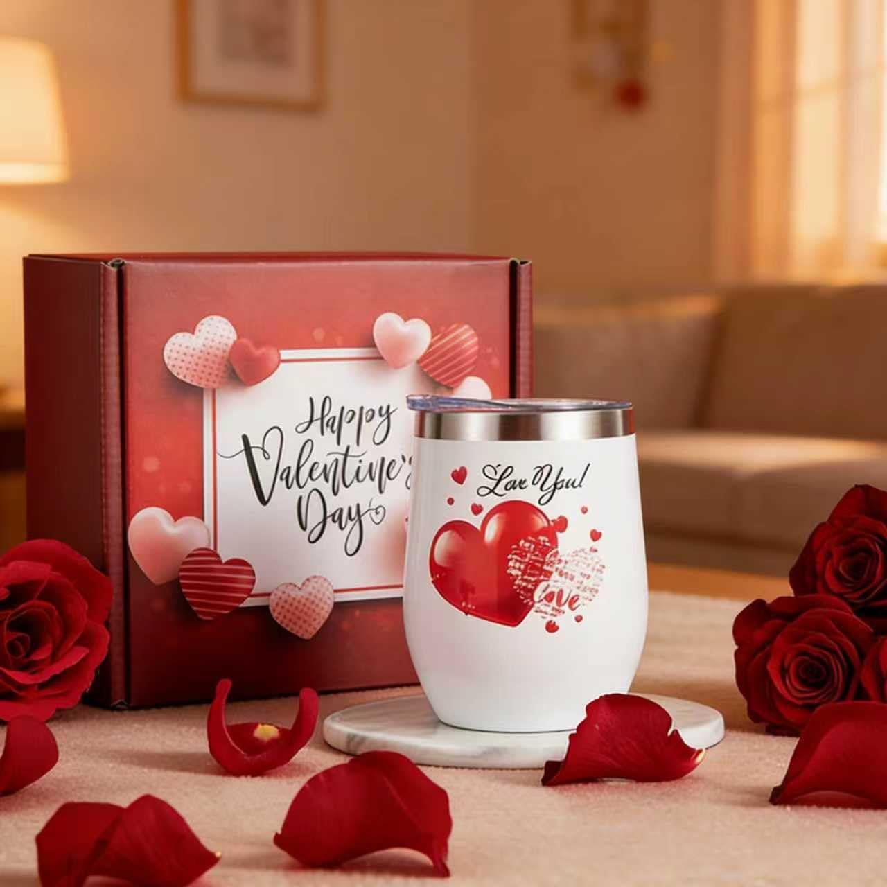 Gifts for Girlfriend Wife Lover Unique Ideas Wedding Engagement Gifts Heart-shaped Valentines Red Rose Love You Gift Romantic Gift Set - Image 2