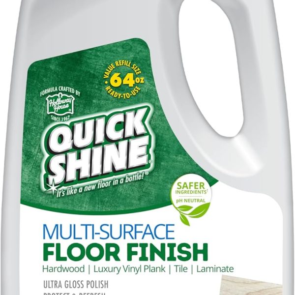 Quick Shine Multi Surface Floor Finish 64oz | Cleaner & Polish to use on Hardwood, Laminate, Luxury Vinyl Plank LVT, Tile & Stone | Safer Choice w/Clean Shine Technology | Shine-Protect-Refresh