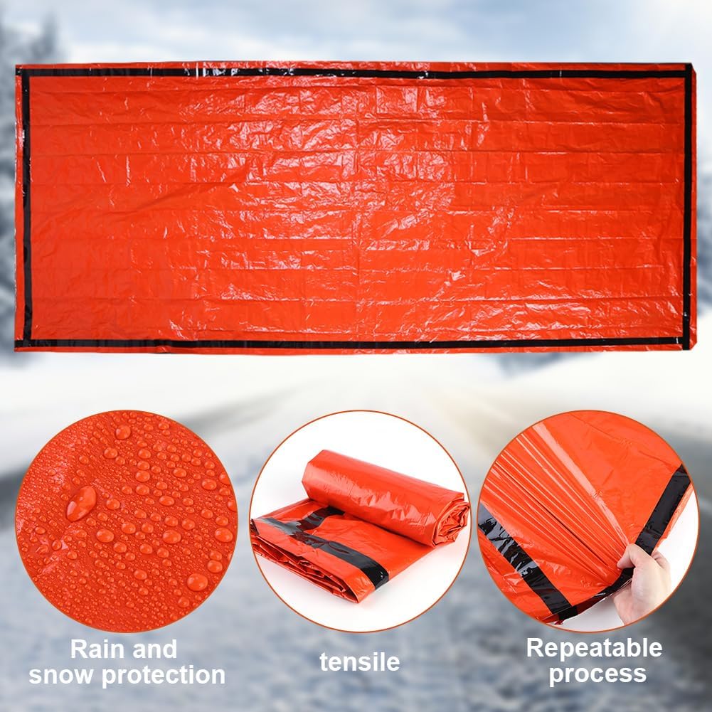 Emergency Sleeping Bag - Portable Emergency Blanket for Survival Gear, Thermal Bivy Sack with D-Type Buckle, Waterproof & Lightweight for Camping, Hiking, Outdoor (2/3/5 Pack) - Image 8