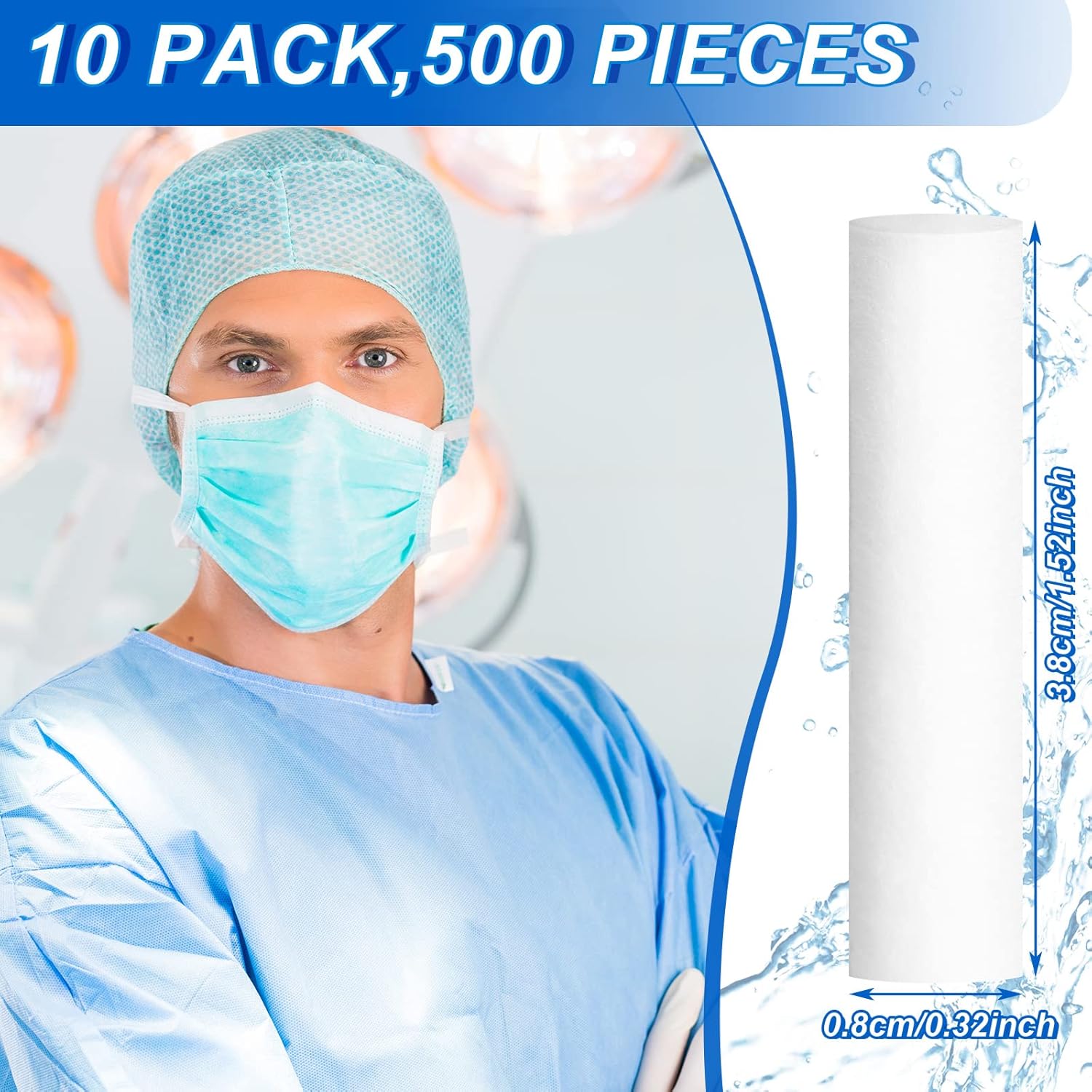 200 Pcs 1.5 Inch Dental Cotton Rolls for Mouth, Gauze Rolls Cottons Pads for Dentists Flexible Good Absorbent Nose Plugs Swabs for Kid, Adult Nosebleed, Mouth Gauze Accessories - Image 2