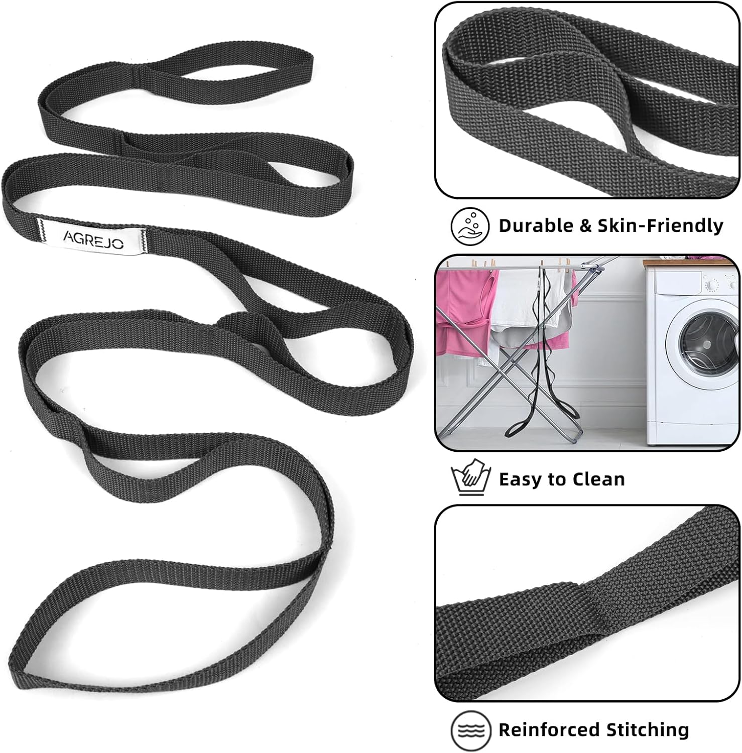 Stretching Strap Yoga Strap Physical Therapy for Home Workout, 10 Loops Non-Elastic Stretch Band for Pilates, Flexibility, Exercise and Gymnastics - Image 2