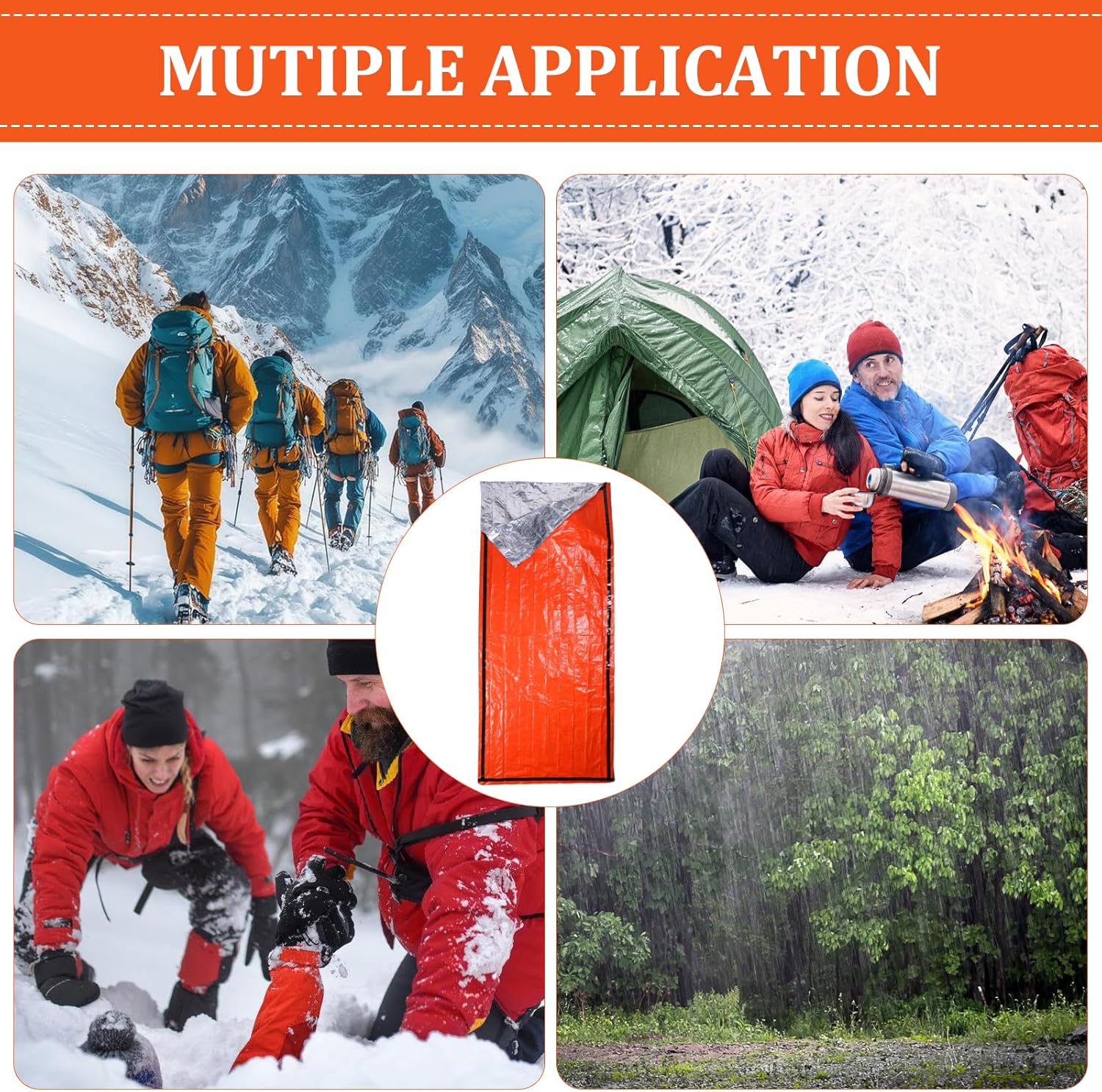 Emergency Sleeping Bag - Portable Emergency Blanket for Survival Gear, Thermal Bivy Sack with D-Type Buckle, Waterproof & Lightweight for Camping, Hiking, Outdoor (2/3/5 Pack) - Image 5