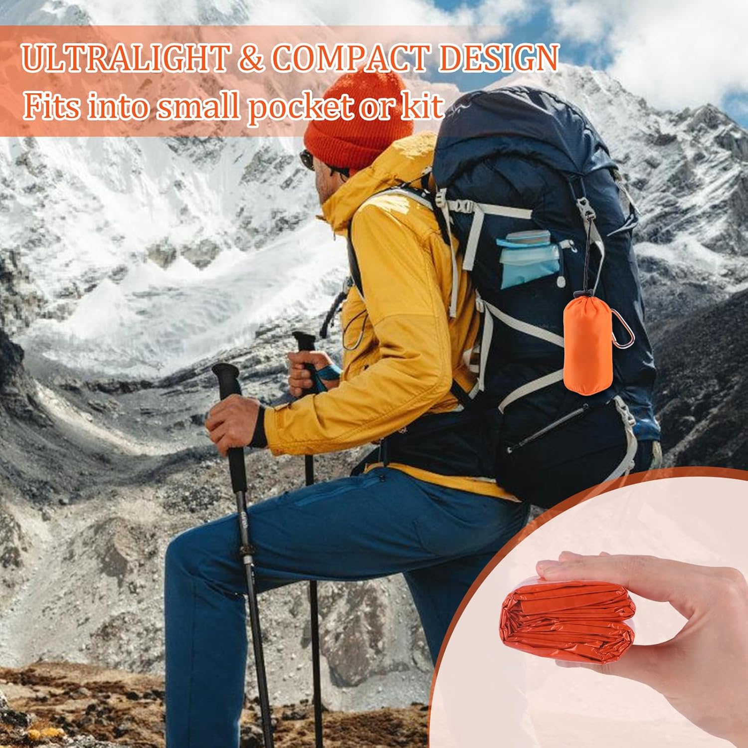 Emergency Sleeping Bag - Portable Emergency Blanket for Survival Gear, Thermal Bivy Sack with D-Type Buckle, Waterproof & Lightweight for Camping, Hiking, Outdoor (2/3/5 Pack) - Image 3