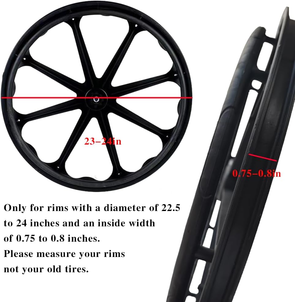 Wheelchair Rear Wheel Replacement Tire, 24 "X 1" Universal Flat-Free Polyurethane Tire,Equipped With Installation Tools, Wheelchair Accessories For All Brands(1 Pair) - Image 4