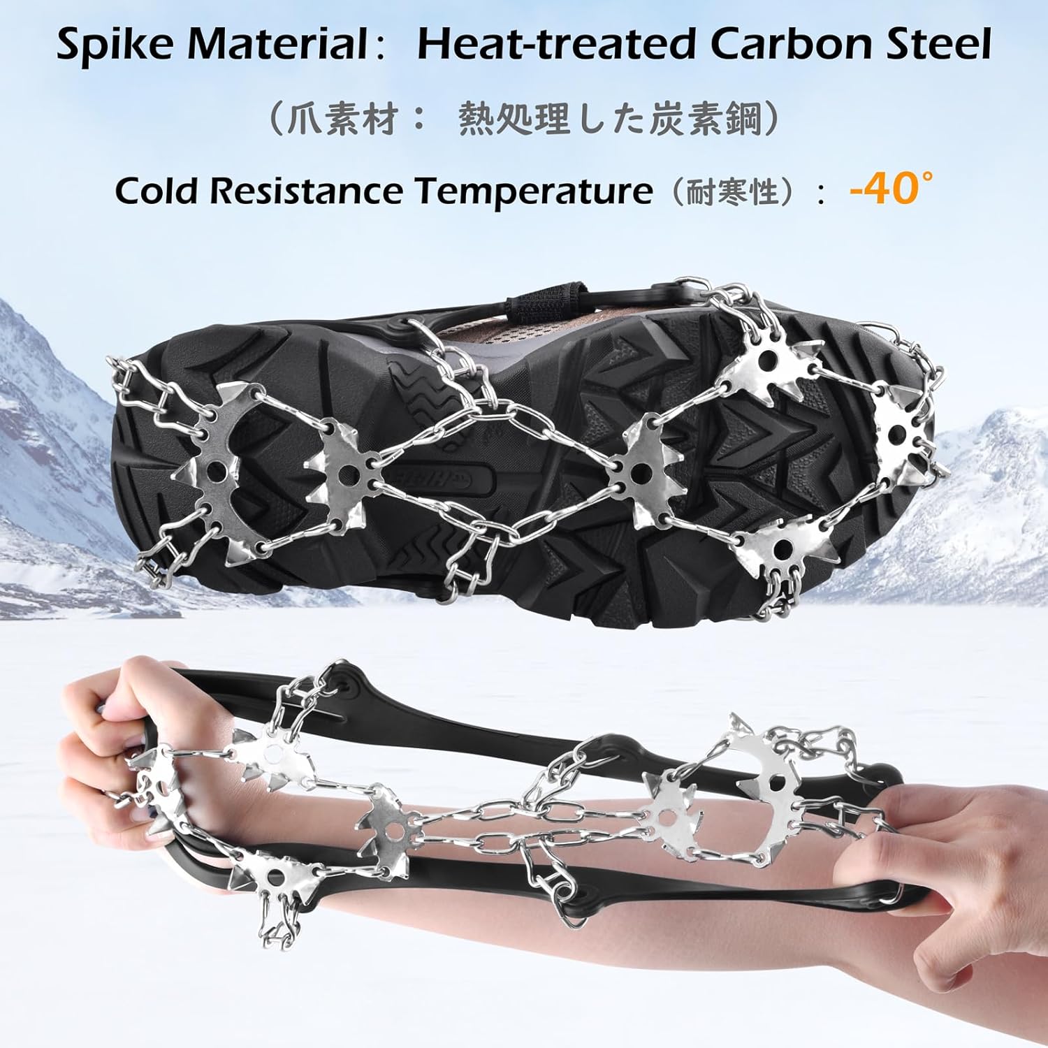 TRIWONDER Crampons for Boots Shoes Traction Ice Cleats Snow Grips Anti Slip Stainless Steel Micro Spikes for Hiking Fishing Walking Climbing Jogging Mountaineering - Image 4