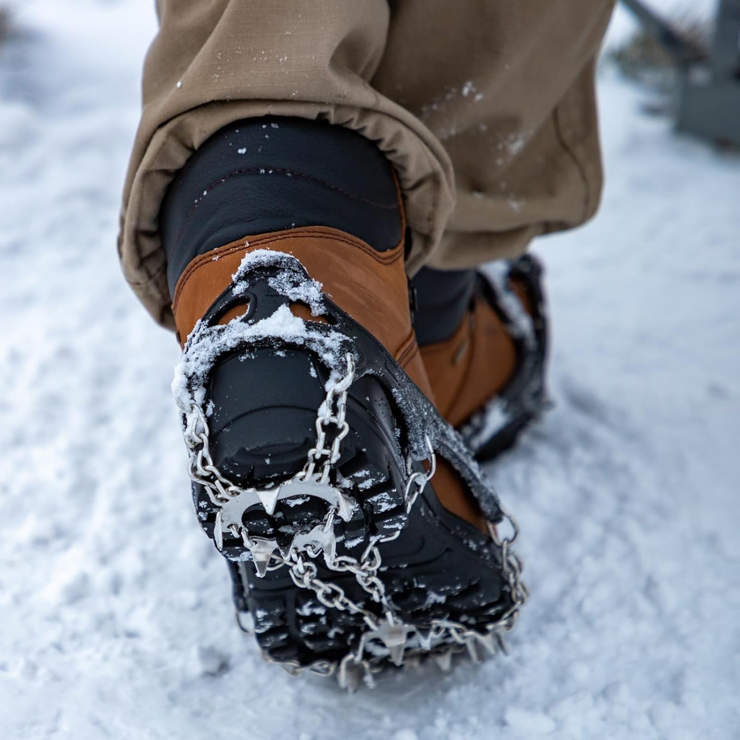 TRIWONDER Crampons for Boots Shoes Traction Ice Cleats Snow Grips Anti Slip Stainless Steel Micro Spikes for Hiking Fishing Walking Climbing Jogging Mountaineering - Image 8