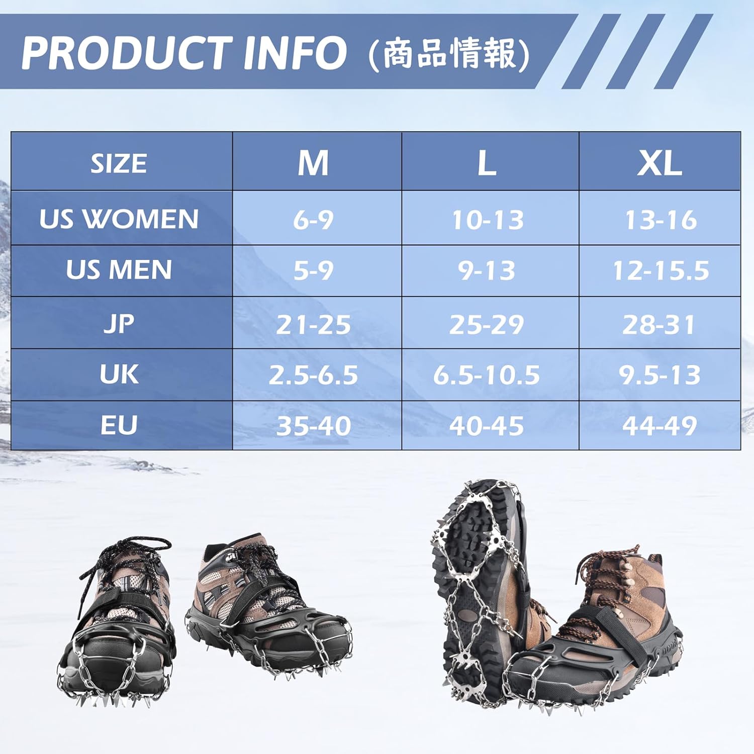 TRIWONDER Crampons for Boots Shoes Traction Ice Cleats Snow Grips Anti Slip Stainless Steel Micro Spikes for Hiking Fishing Walking Climbing Jogging Mountaineering - Image 2