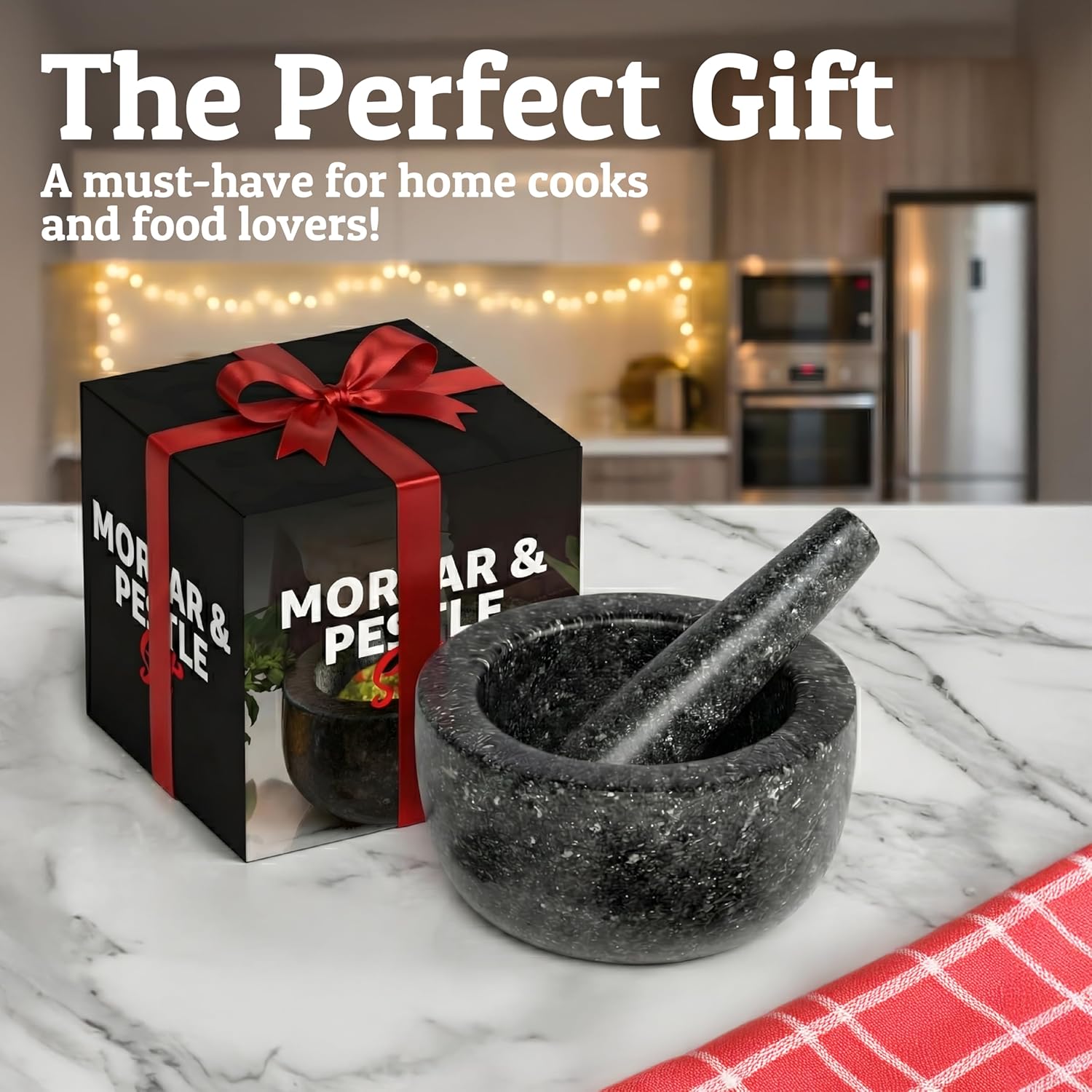 Priority Chef Heavy Duty Mortar and Pestle Set, 1.5 Cup, 100% Granite, Non Slip Base, Make Fresh Guacamole, Salsa, Pesto, Stone Grinder Bowl, Herb Crusher, Spice Grinder, 5.5 Inch - Black - Image 8