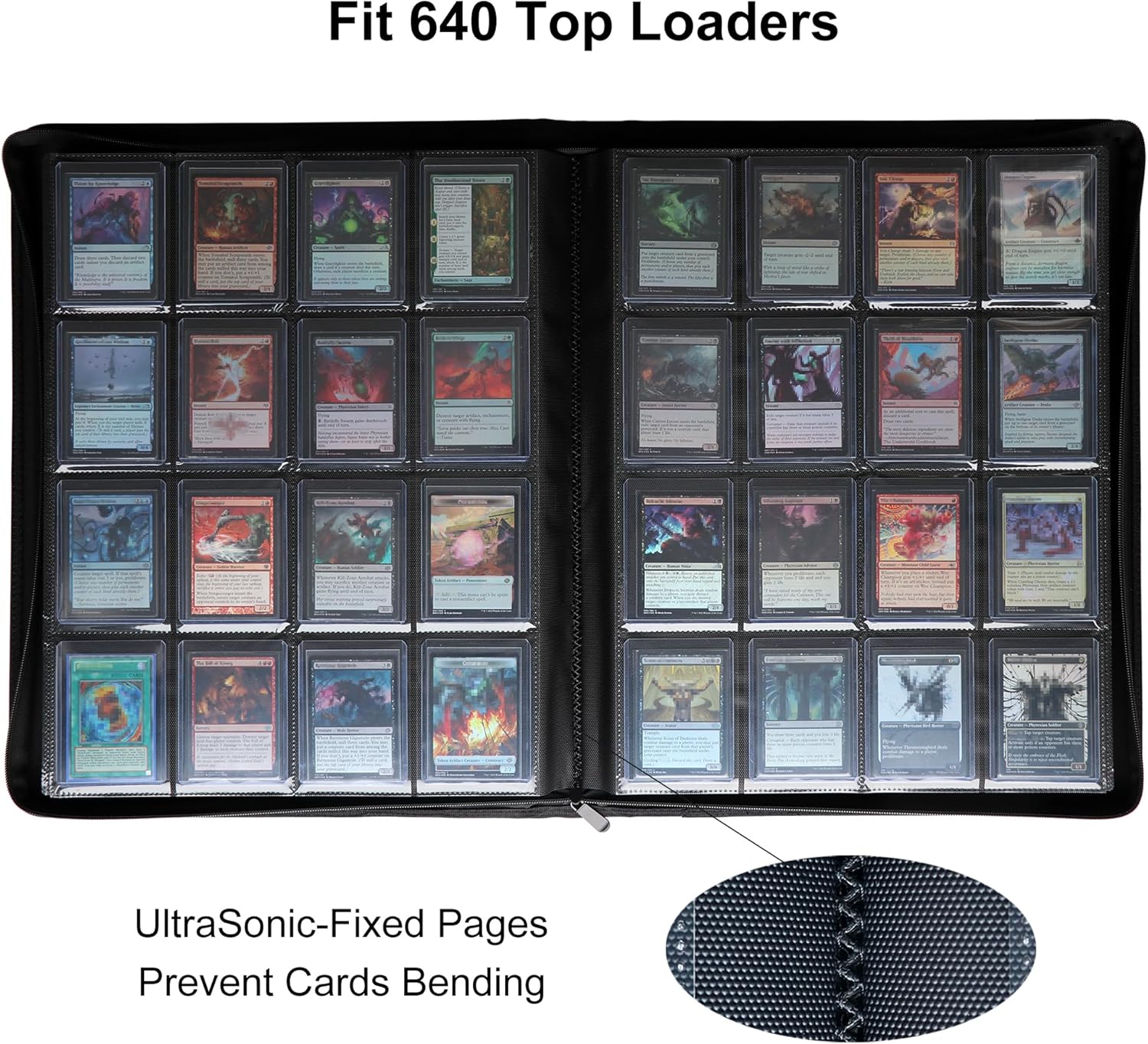GrinOwl 16 Pocket Top loader Binder, Holds 640 Top Loaders, Large Top loader Card Binder with Sleeves for Cards in 3" x 4" Top loaders - Image 3
