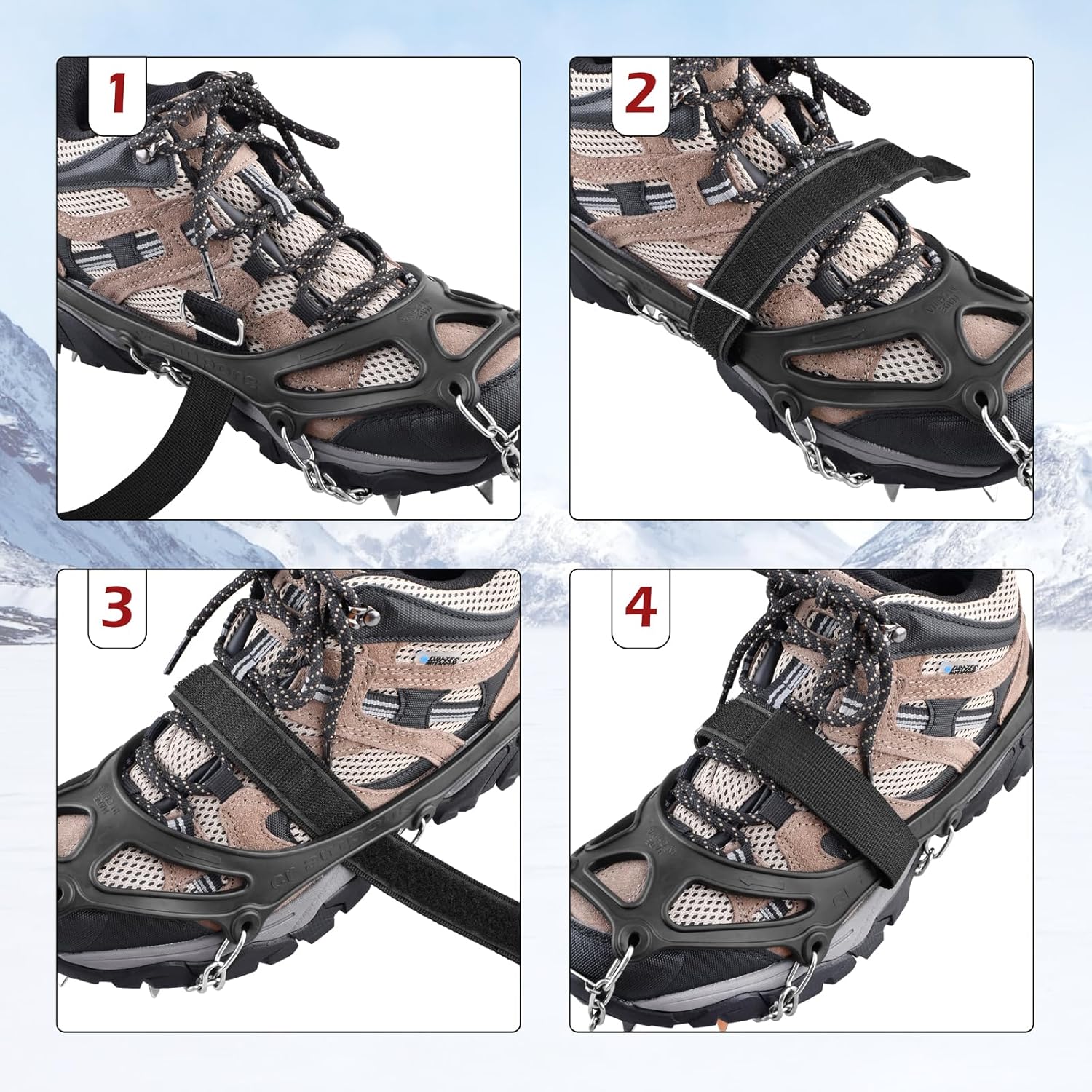 TRIWONDER Crampons for Boots Shoes Traction Ice Cleats Snow Grips Anti Slip Stainless Steel Micro Spikes for Hiking Fishing Walking Climbing Jogging Mountaineering - Image 5