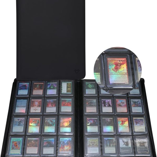 GrinOwl 16 Pocket Top loader Binder, Holds 640 Top Loaders, Large Top loader Card Binder with Sleeves for Cards in 3" x 4" Top loaders
